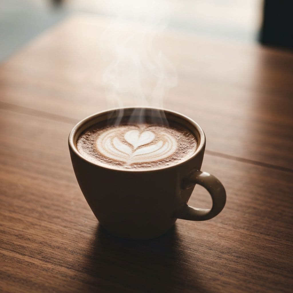 Taza de cafe latte con arte en espuma